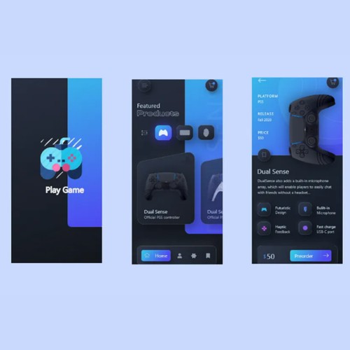 Gaming App UI Design – Sleek and Futuristic Interface