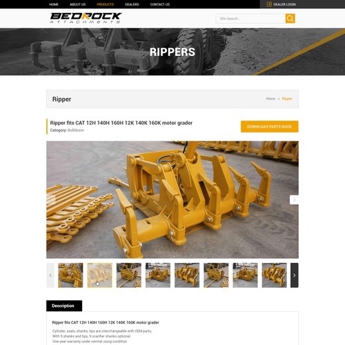 Original website for BEDROCK heavy machinery - Product Detail Page