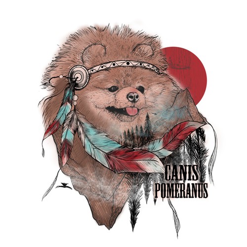 pomeranian dog illustration tshirt