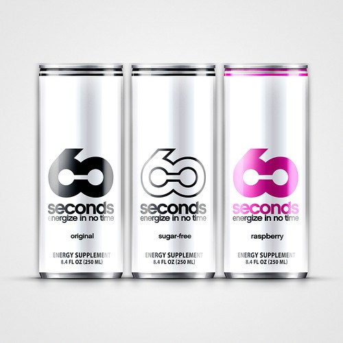 Product label for "60 seconds" ENERGY DRINK. Guaranteed to award the prize!