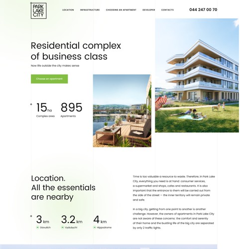 Landing page for residential complex  of business class