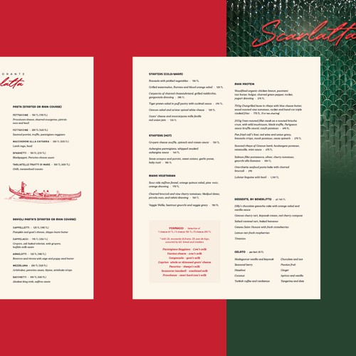 Ristorante Scarlatta Menu