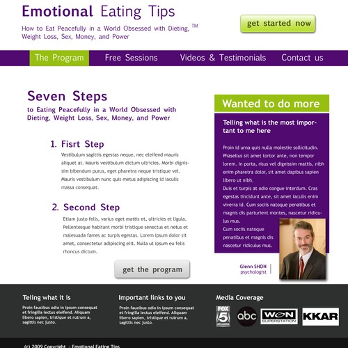 website mock-up pentru un site de dieta