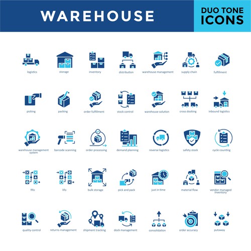 Warehouse Icon Set Design - Duotone Style