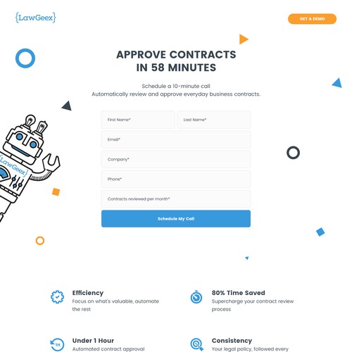 Landing page design for LawGeex