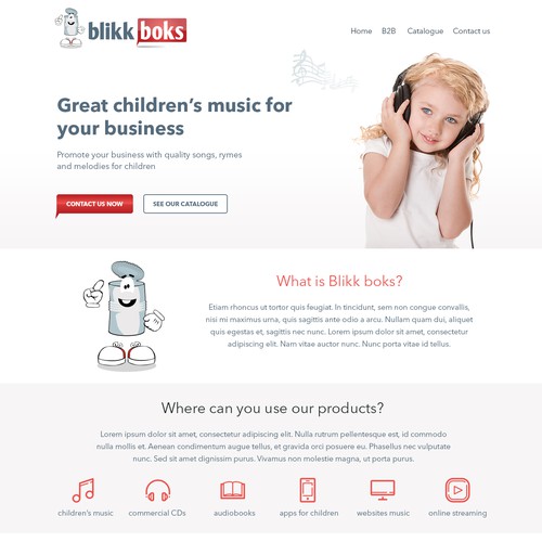 Webpage for a record company for children music /apps