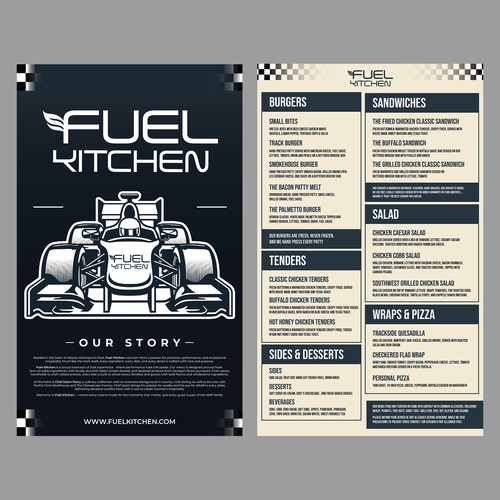 Design a Restaurant Menu for Fuel Kitchen at Atlanta Motorsports Park