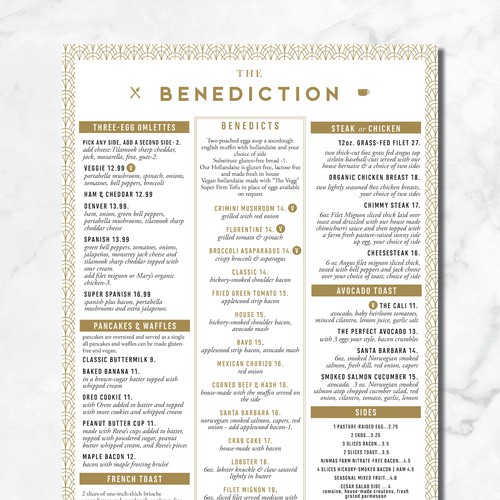 High End Beautiful brunch menu