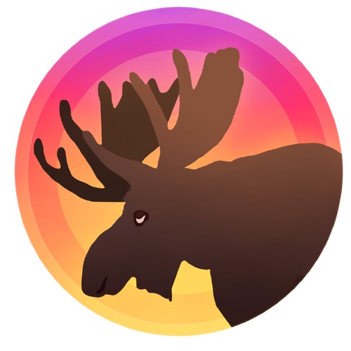 moose, sunset themed design 