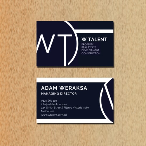 Clean & Edgy business card for W Talent