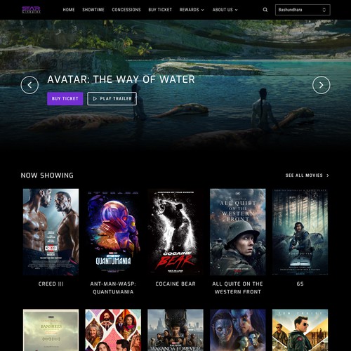 Movie Theatre Landing page Redesign.