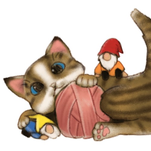 Kitty Playing with a Yarn