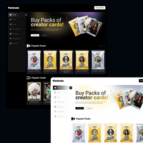 Fankado website (mobile and desktop)