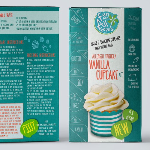 Packaging design for vegan Cupcake mix