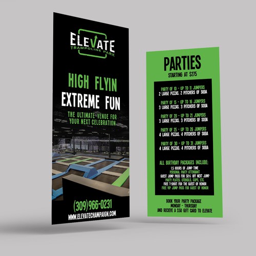 Rack Card for Elevate Trampoline Park