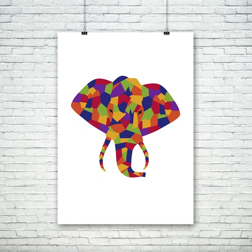 Colorful interpretation of African elephant