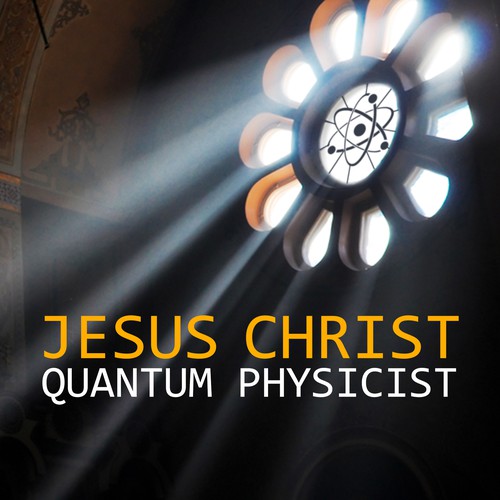 Create an inspiring eBook cover for a popular-scientific book about quantum physics and Trinity