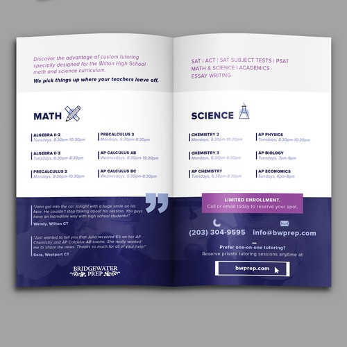 Clean bifold brochure for students