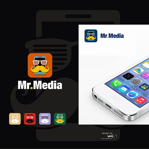 Design a logo for Mr. Media. A new name in mobile entertainment.