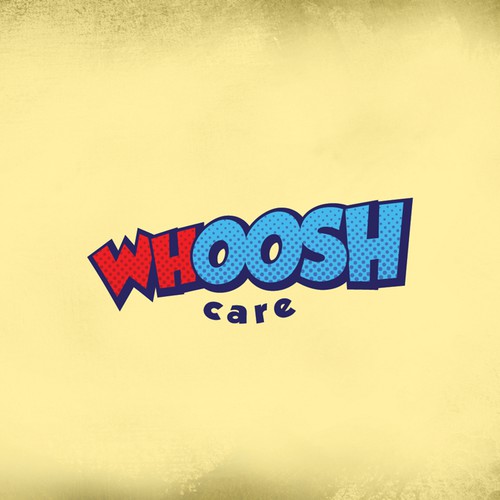 a modern and funky eye catching way to write WHOOSH for an after school care business