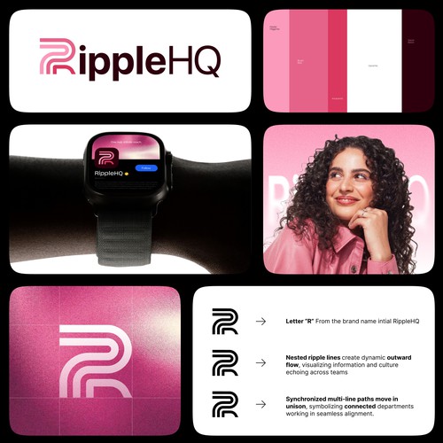 Letter R - Ripple - Lines Logo Design for a Modern Intranet Platform