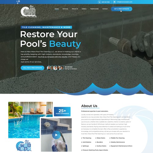 Website design for a pool service company.