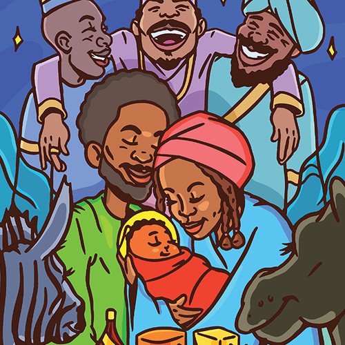 Afro Nativity Christmas Card
