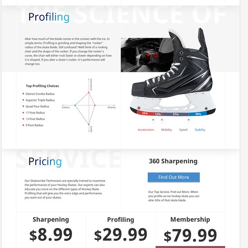 Skate Sharpening Service Landing Page for Skatescription