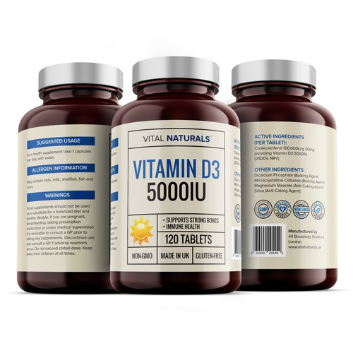 Vitamin D3 Supplement Label Design