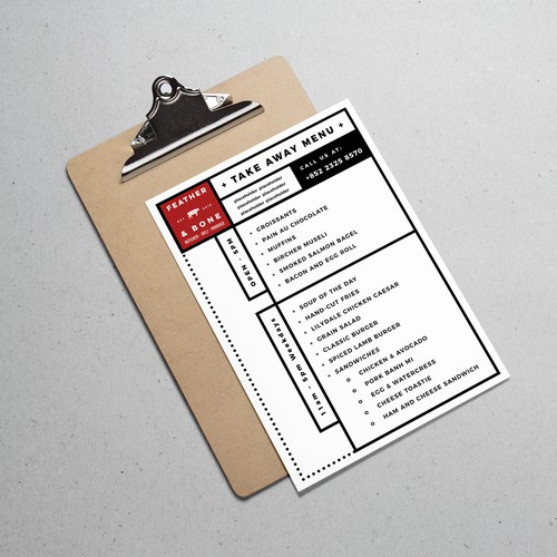 Simple, clean take away menu