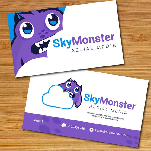 Sky monster business card purple