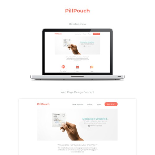 PillPouch website design concept.