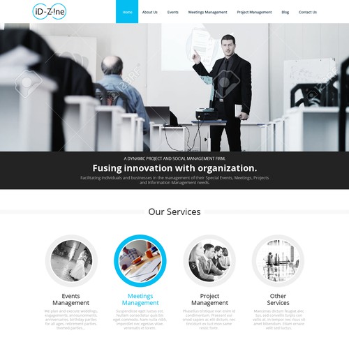 Home page for technology company