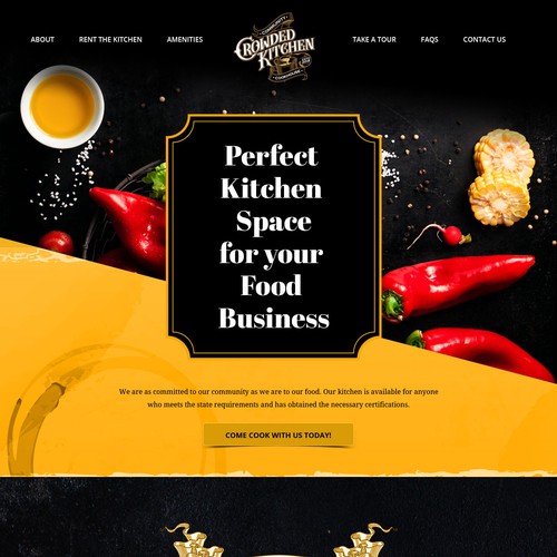 Home page design for a community kitchen 
