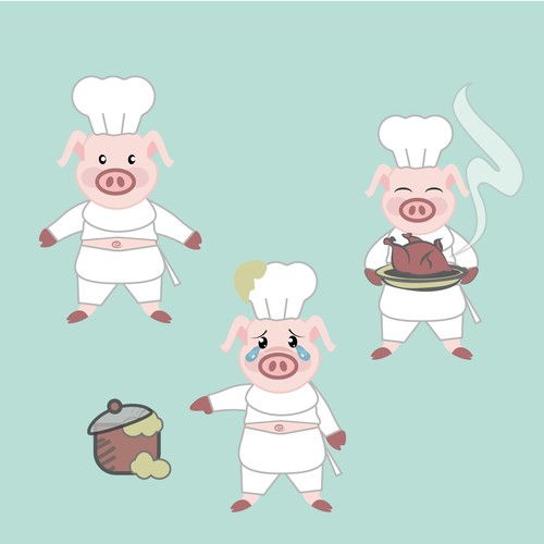 pink pig chief character  