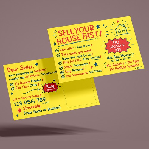 Winning Contest Postcard for a Cash Home Buying Company