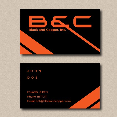 Bold, energy. Business card for B&C