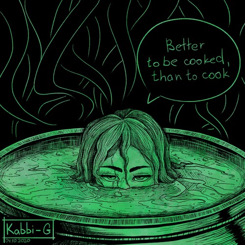 Girl in a cauldron