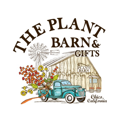 Retro logo design for The plant barn and gifts