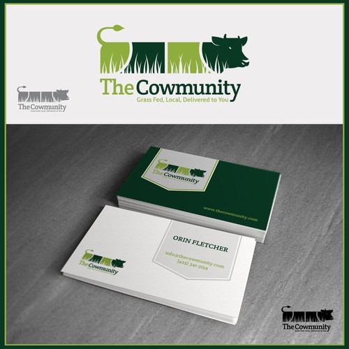 logo and business card for The Cowmunity
