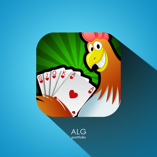 Poker Chicken mobile game icon design