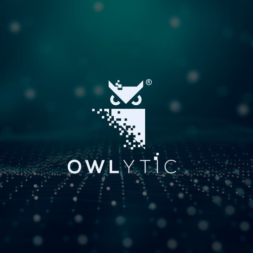 owl logo with data analysis