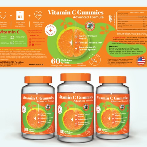 Label design for vitamin C gummies