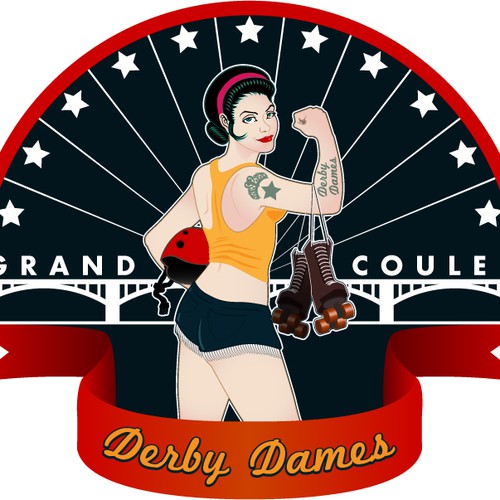 Pin up style roller derby shirt design
