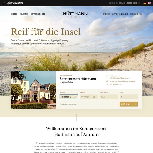 Resort/hotel website
