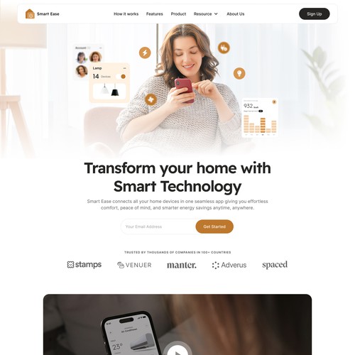 Smart Home App landing page