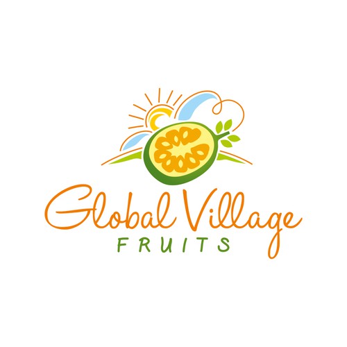 New logo for Global Village Fruits - healthy, delicious, exotic, organic, + social impact