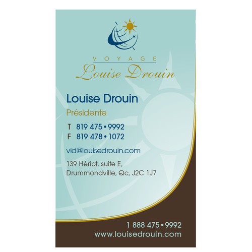 Business card for a travel agency