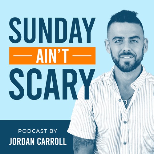 Captivating Podcast Cover for Sunday Ain't Scary