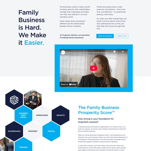 Home page redesign for a growing family business advisory firm